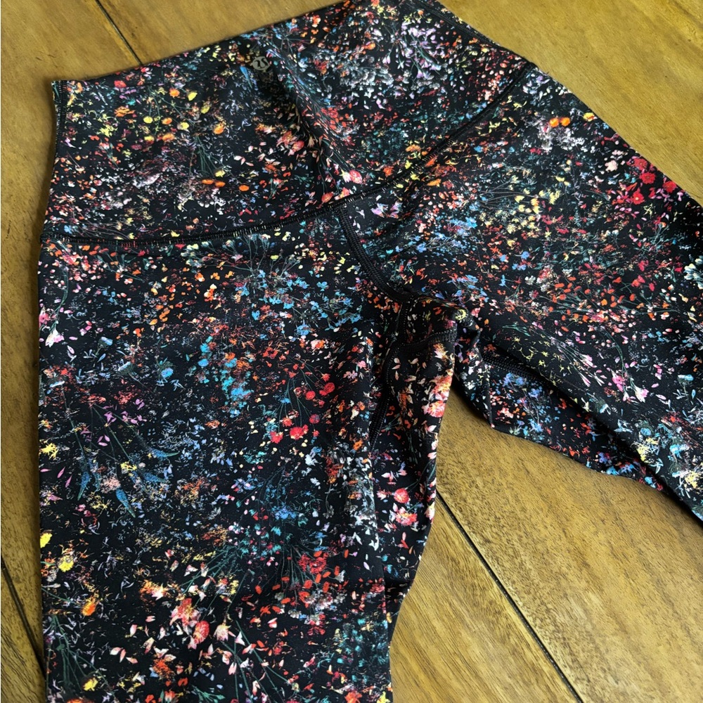 lululemon athletica Black Multicolor Splatter Capris
